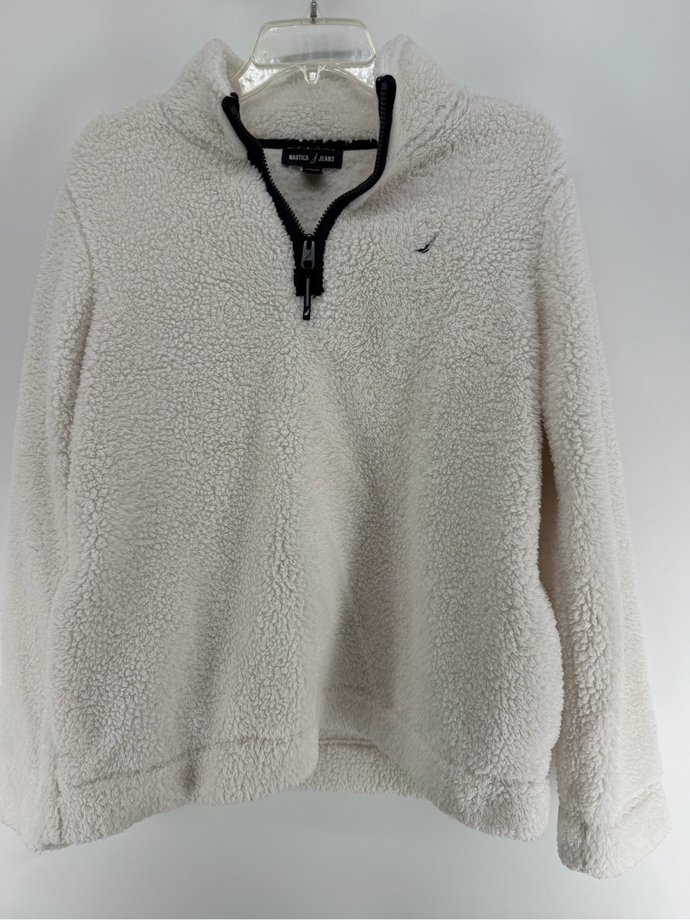 Nautica Cream Sherpa Half-Zip Turtleneck Pullover